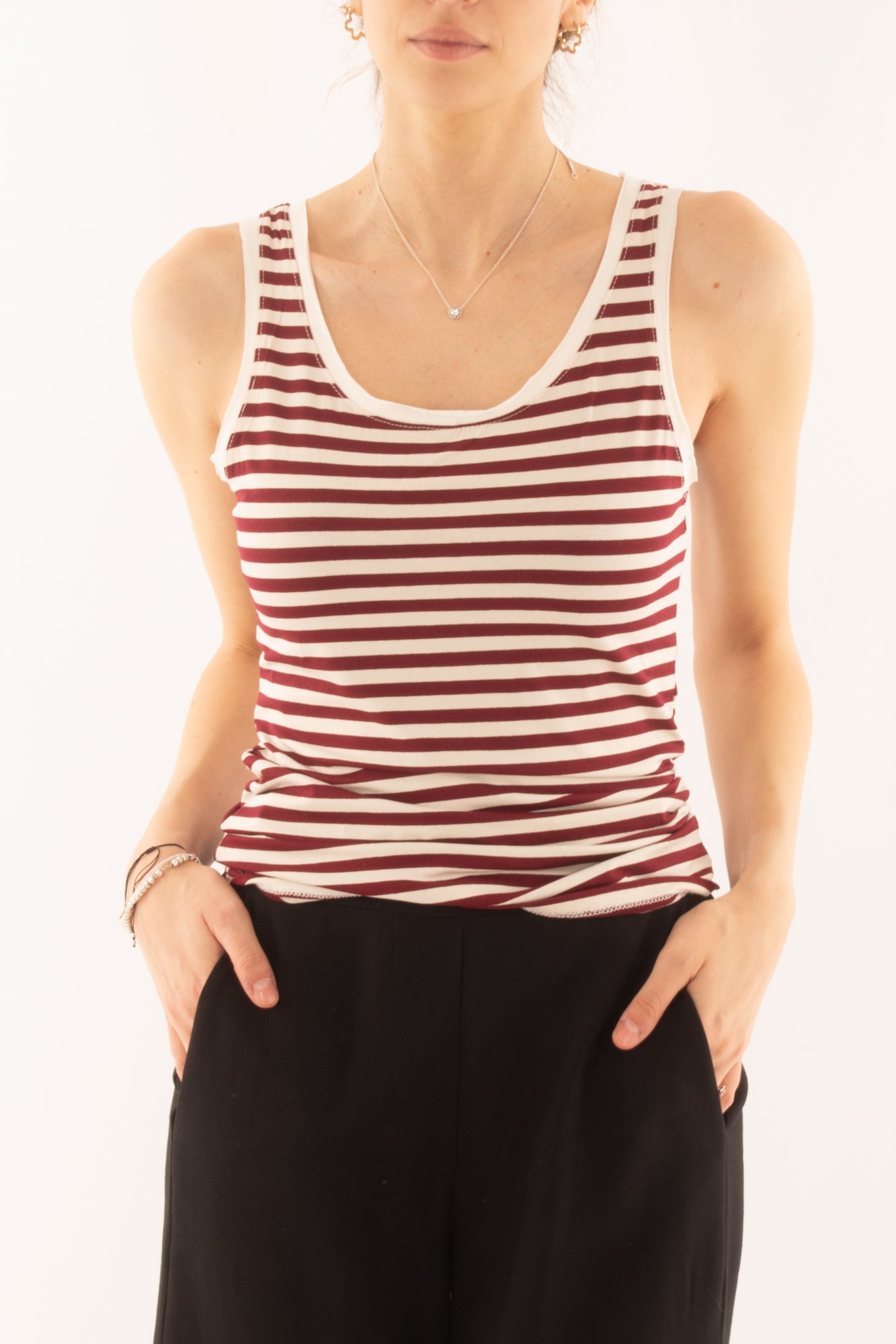 Canottiera rigata in viscosa da Donna Susy mix - Rosso