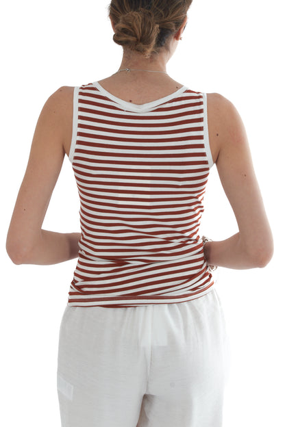 Canottiera rigata in viscosa da Donna Susy mix - Tabacco