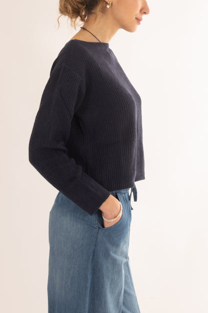 Maglia di filo a barca da Donna Susy mix - Blu