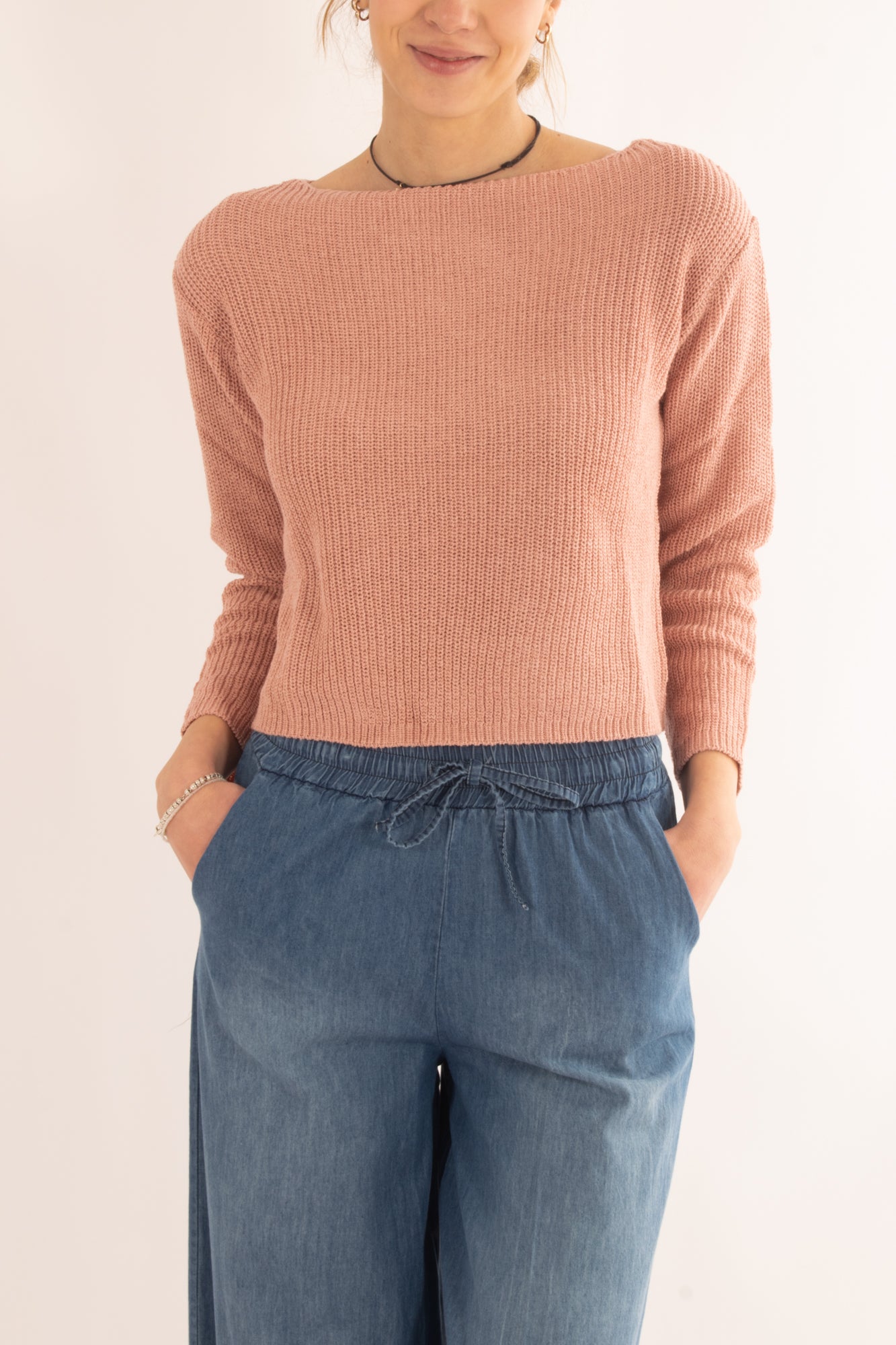 Maglia di filo a barca da Donna Susy mix - Rosa