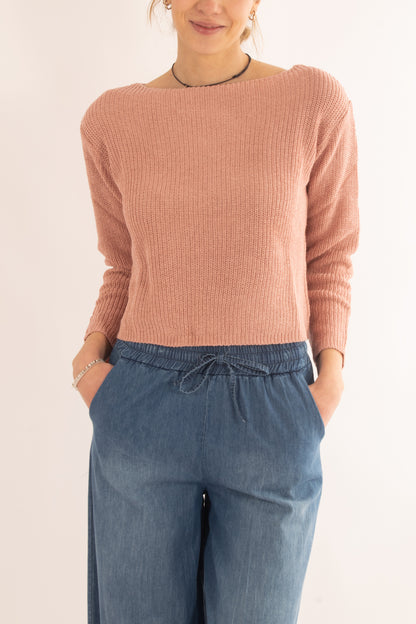 Maglia di filo a barca da Donna Susy mix - Rosa