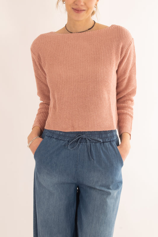 Maglia di filo a barca da Donna Susy mix - Rosa