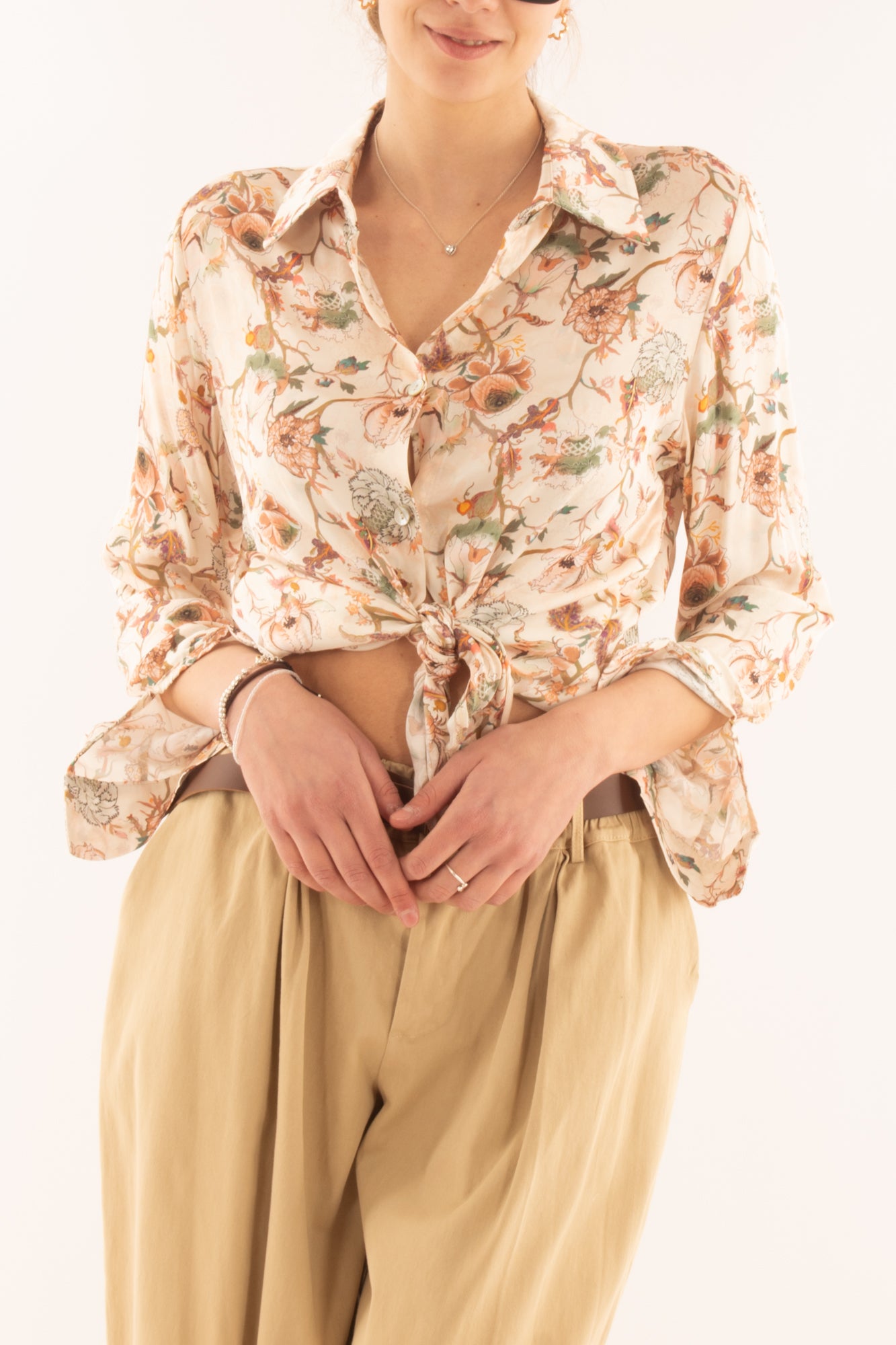 Camicia fantasia in viscosa da Donna Susy mix - Burro