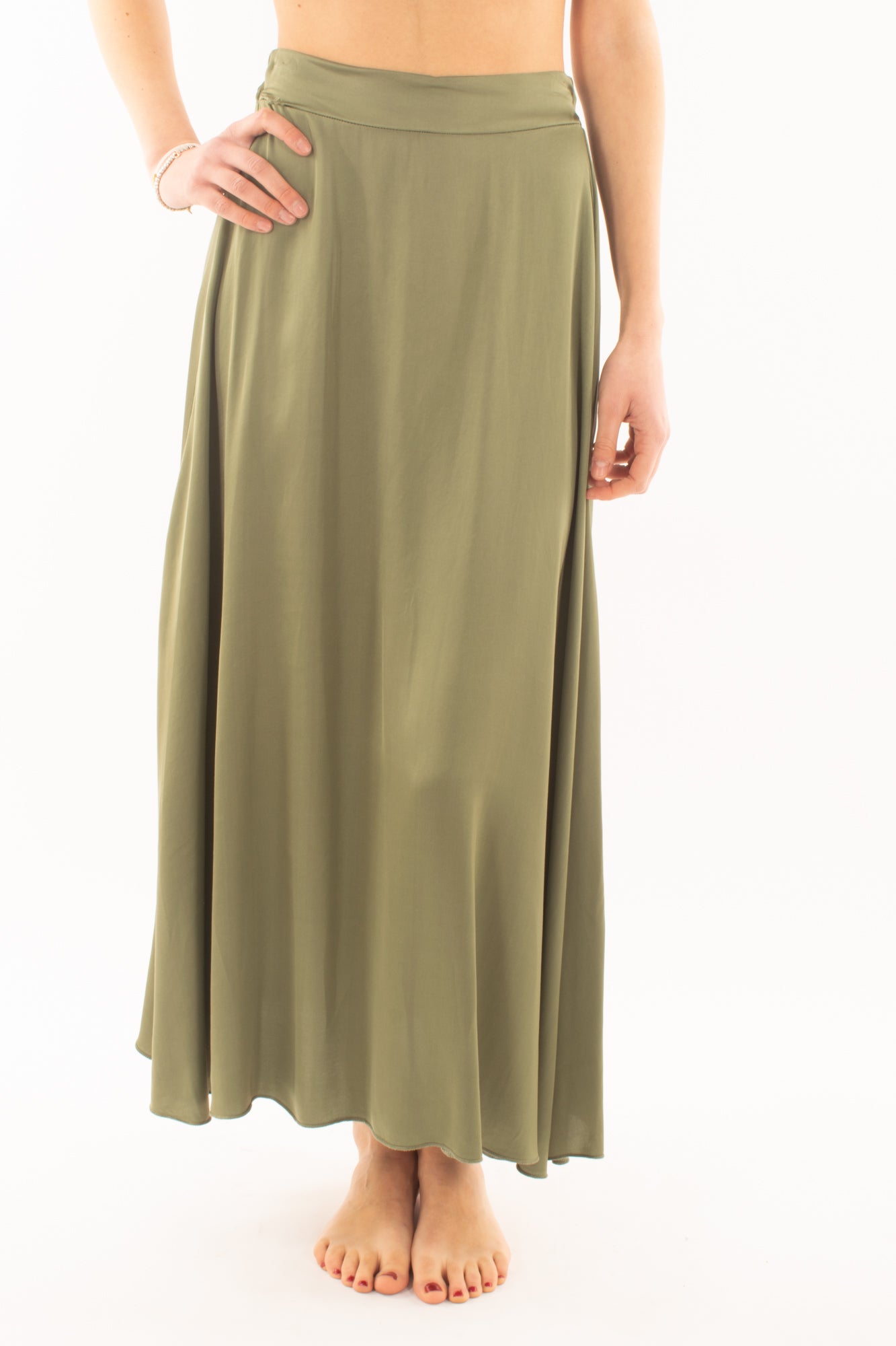 Gonna lunga in satin da Donna Susy mix - Verde