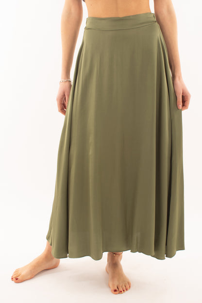 Gonna lunga in satin da Donna Susy mix - Verde