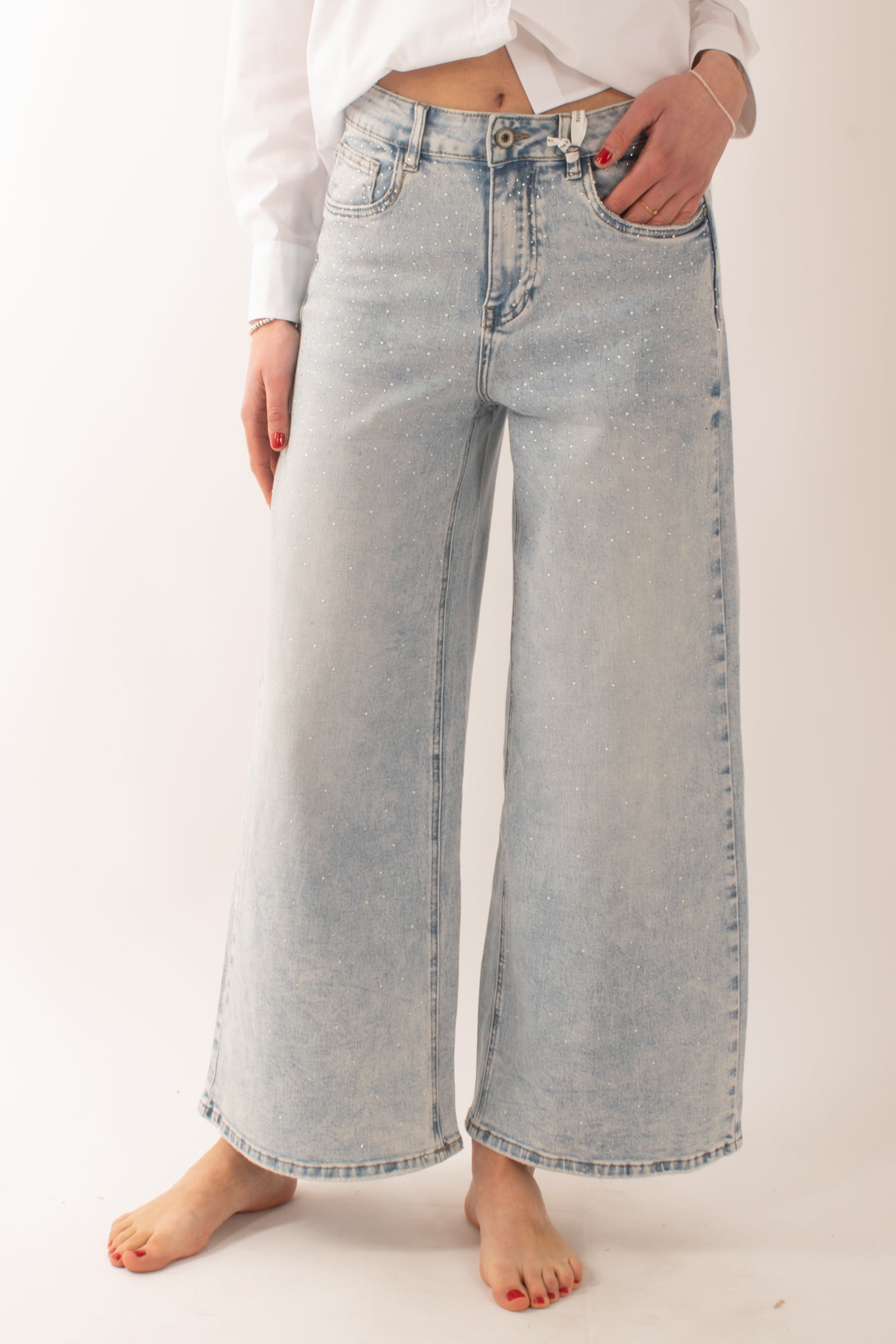 Jeans a palazzo con brillantini da Donna Susy mix - Jeans