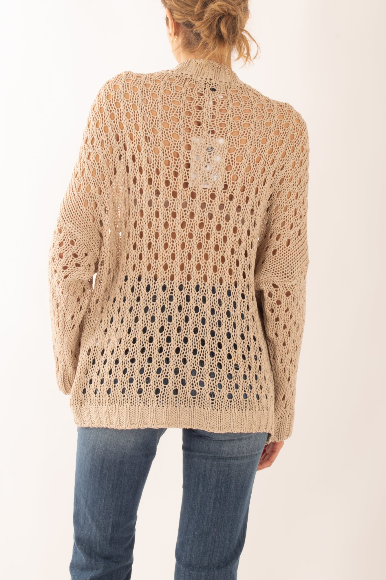 Maglia lunga traforata da Donna Susy mix - Beige