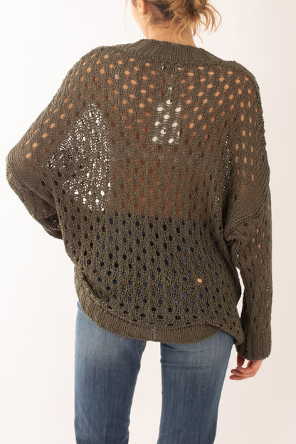 Maglia lunga traforata da Donna Susy mix - Verde