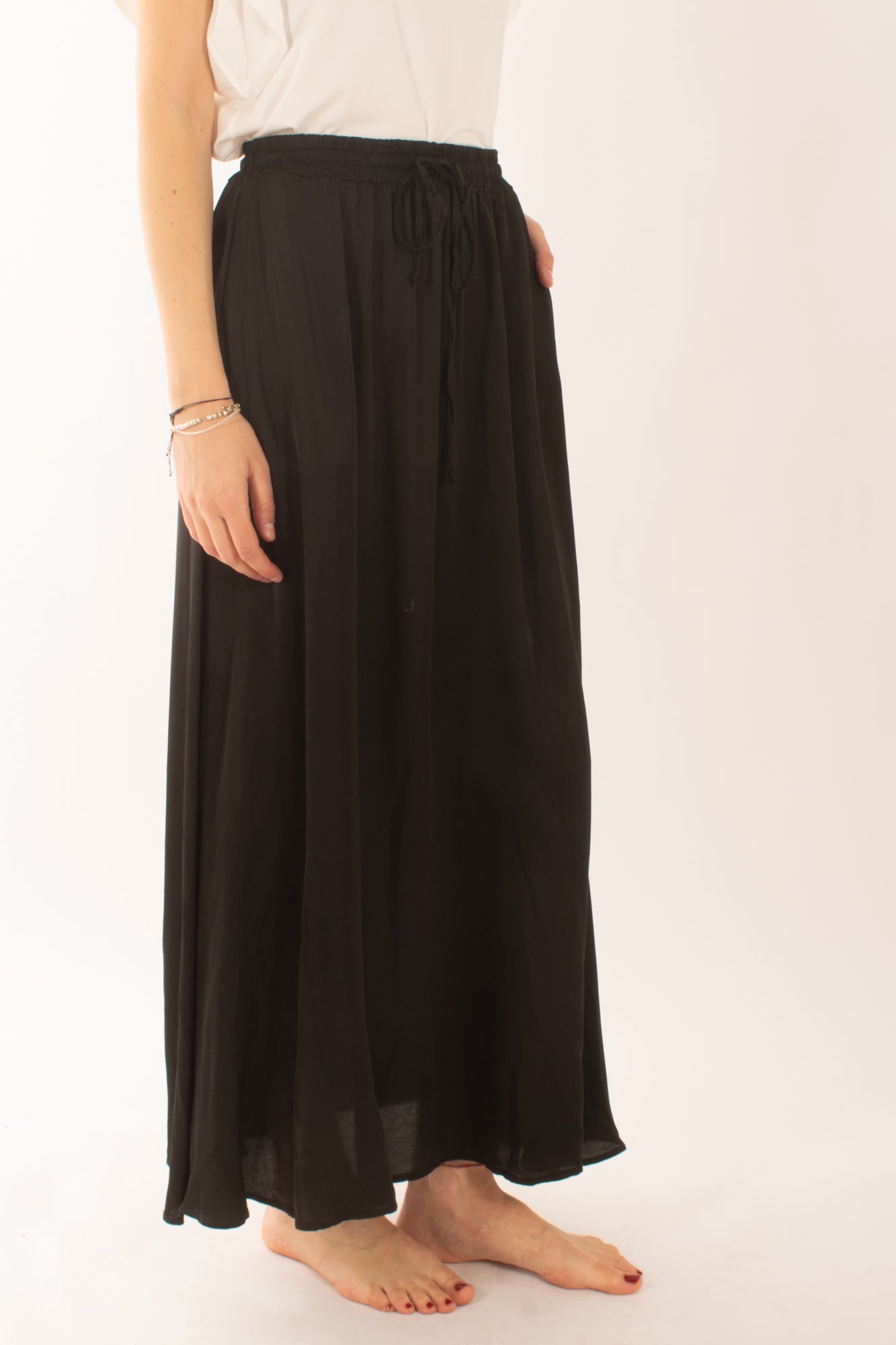 Gonna lunga in viscosa da donna Susy mix - Nero