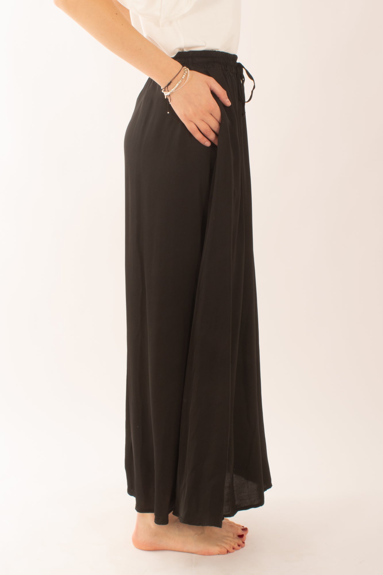 Gonna lunga in viscosa da donna Susy mix - Nero