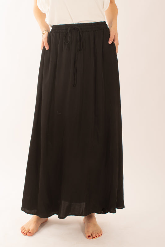 Gonna lunga in viscosa da donna Susy mix - Nero