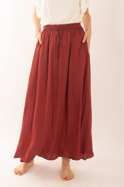 Gonna lunga in viscosa da donna Susy mix - Rosso india