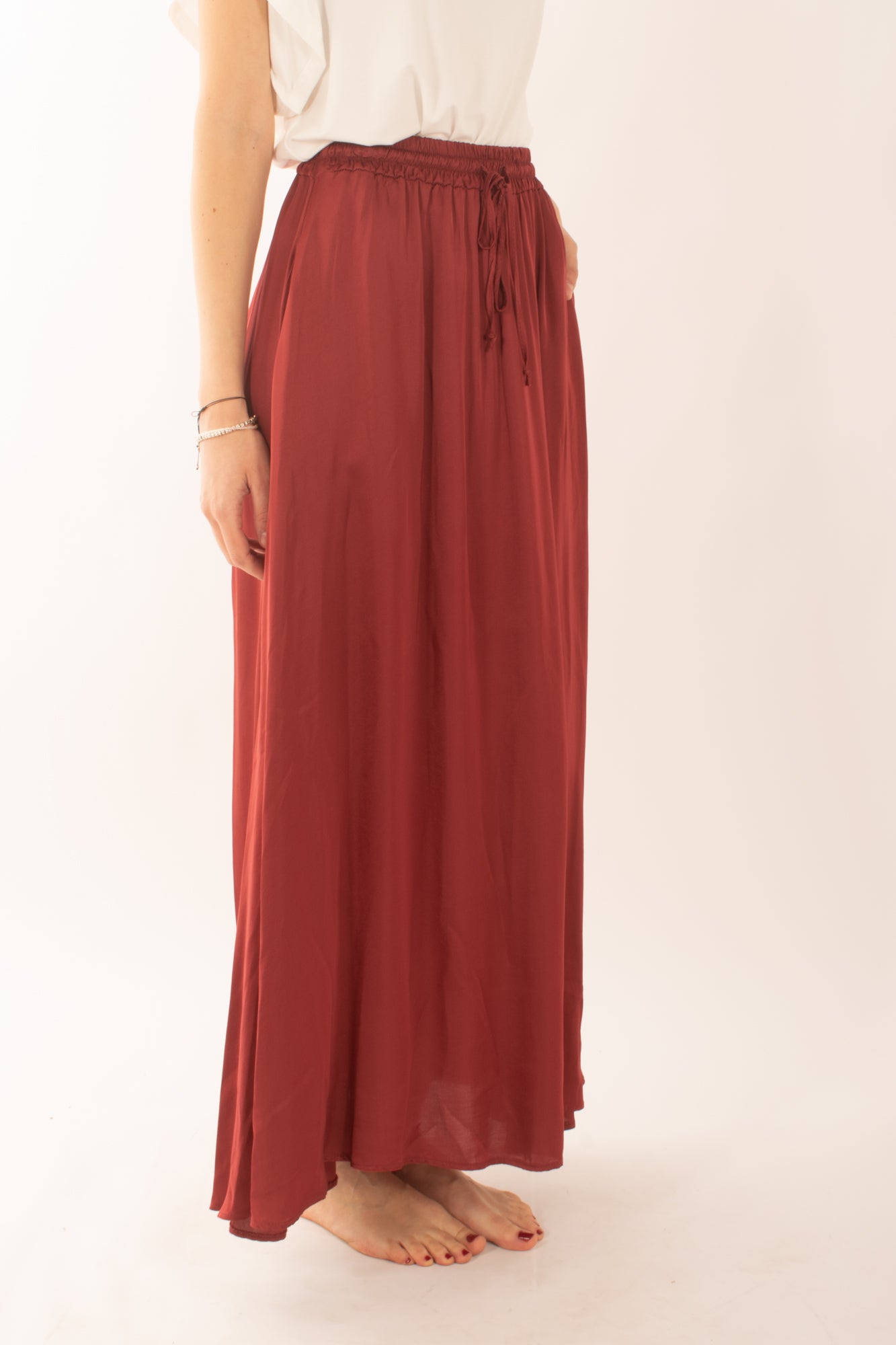 Gonna lunga in viscosa da donna Susy mix - Rosso india