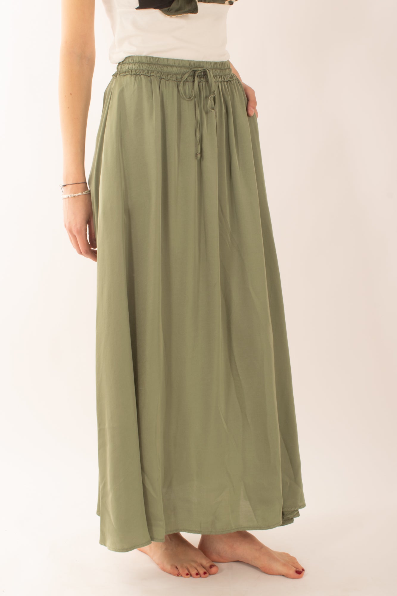 Gonna lunga in viscosa da donna Susy mix - Verde