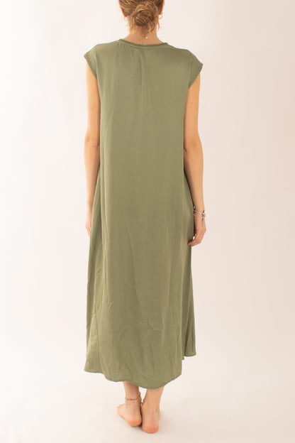 Abito lungo a v da Donna Susy mix - Verde