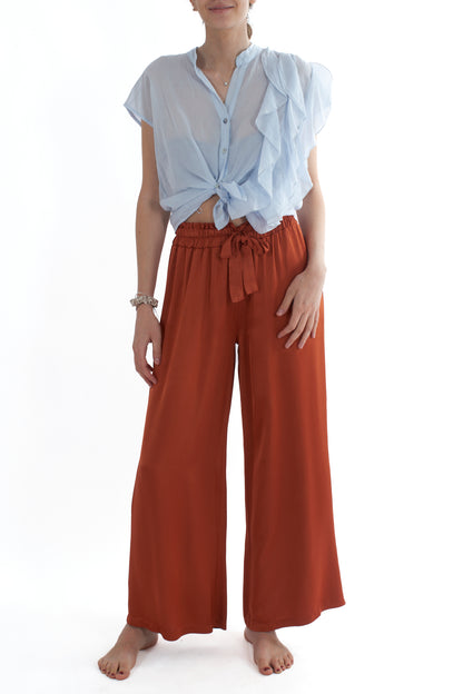 Blusa smanicata con rouge da Donna Susy mix Cielo