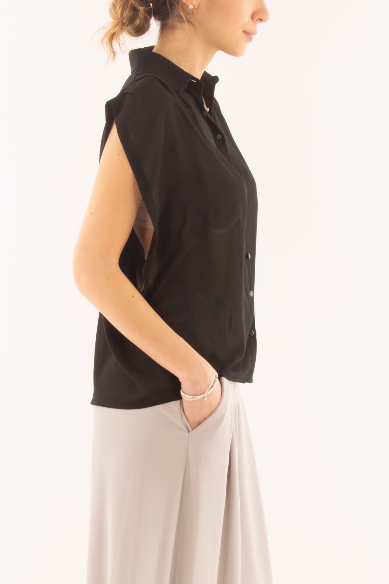 Blusa senza mamiche da Donna Susy mix elite - Nero