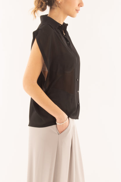 Blusa senza mamiche da Donna Susy mix elite - Nero