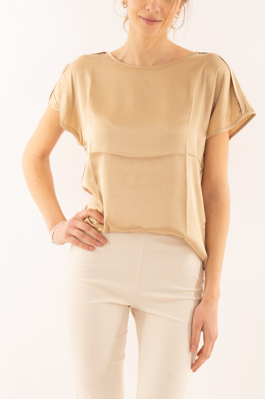 Blusa girocollo da Donna Susy mix elite - Beige