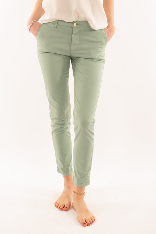 Pantalone slim Susy mix elite - Verde salvia