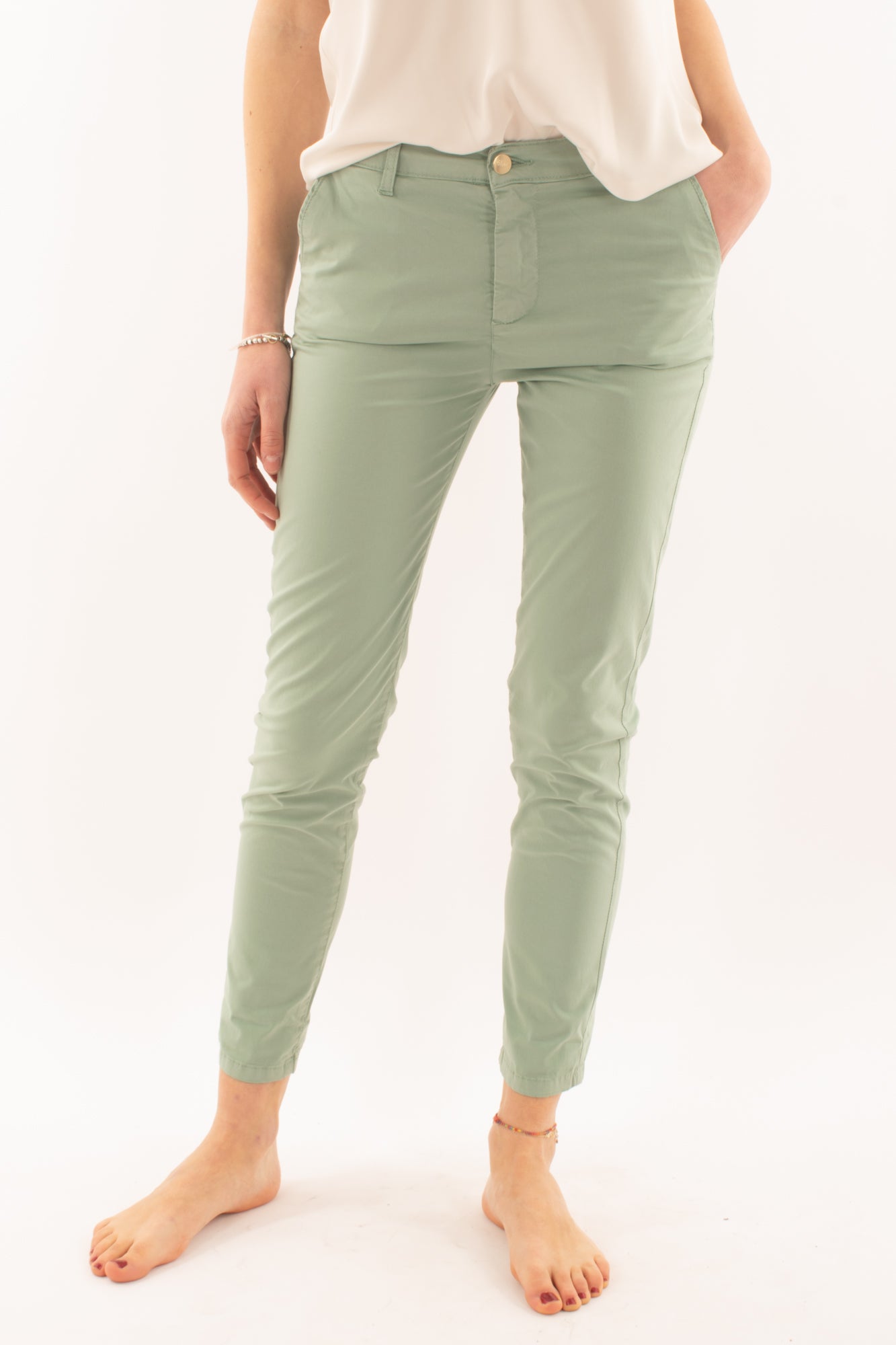 Pantalone slim Susy mix elite - Verde salvia