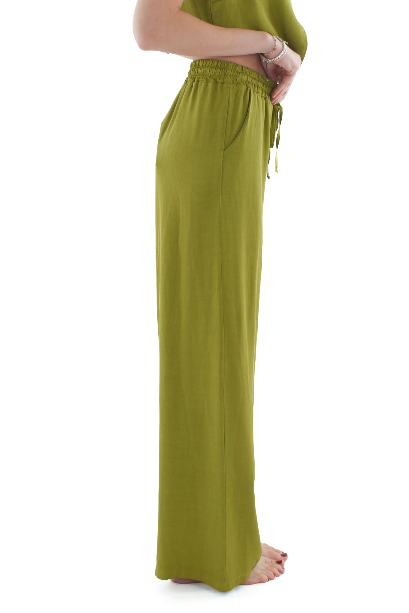 Pantalone a palazzo da Donna Susy mix - Pistacchio