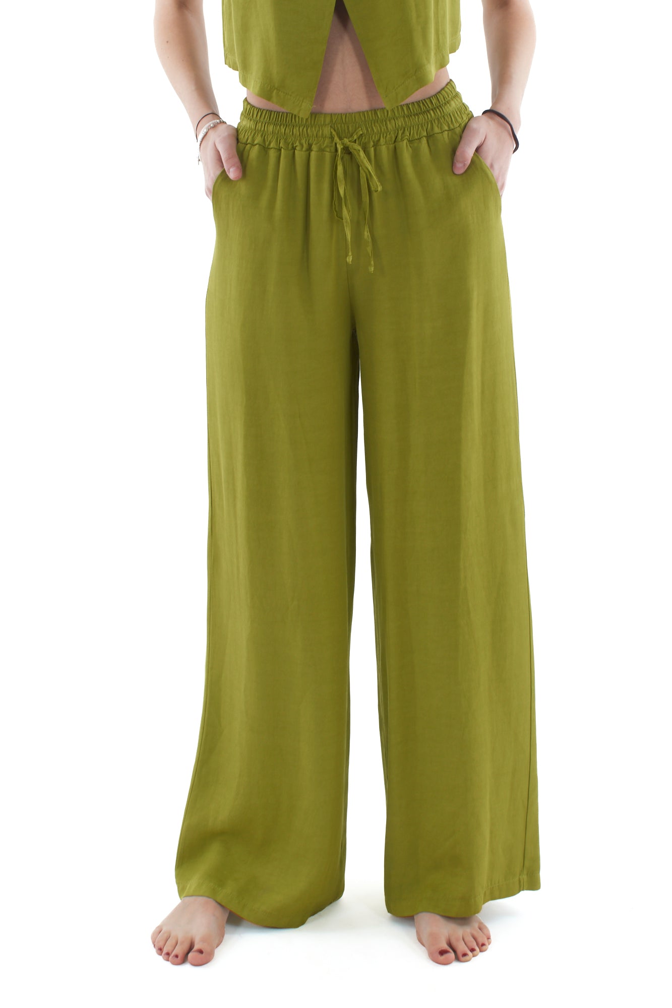 Pantalone a palazzo da Donna Susy mix - Pistacchio