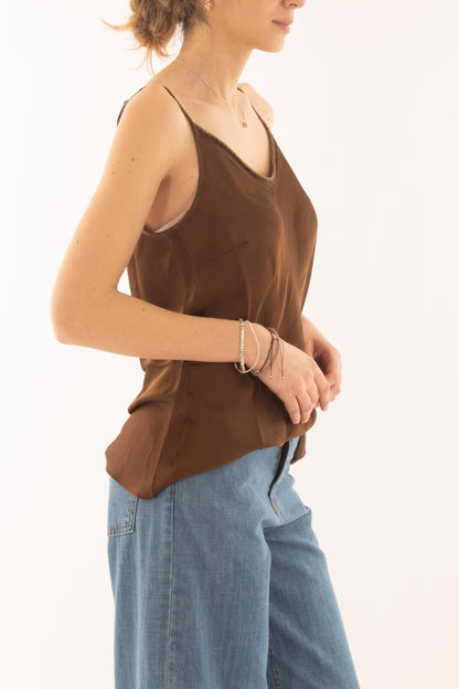 canottiera con lurex da Donna Susy mix - Caffè