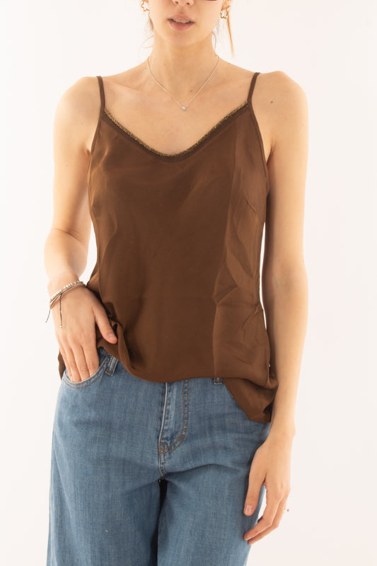 canottiera con lurex da Donna Susy mix - Caffè