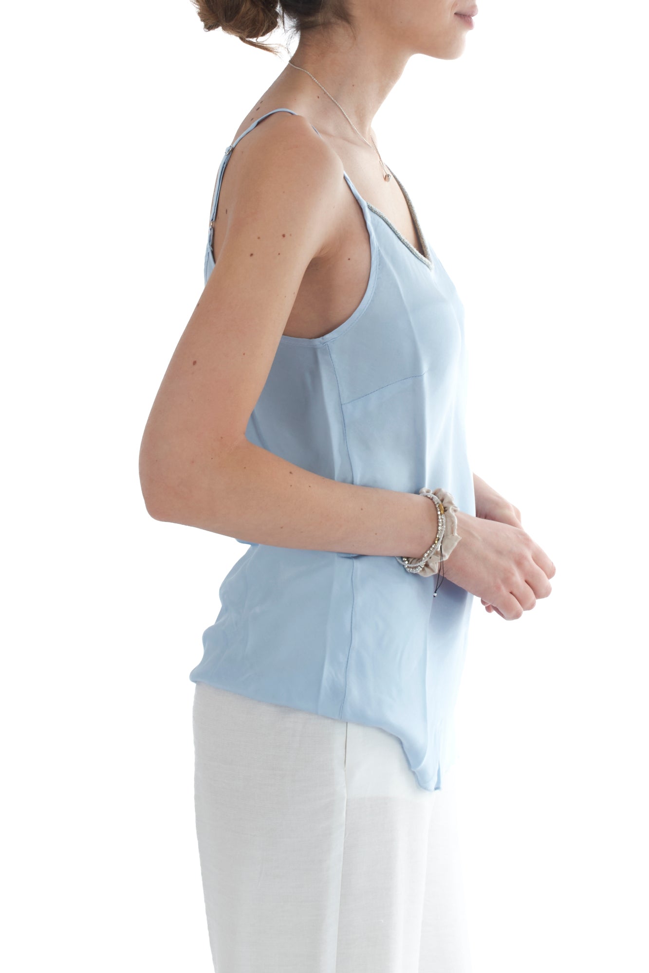 canottiera con lurex da Donna Susy mix - Celeste