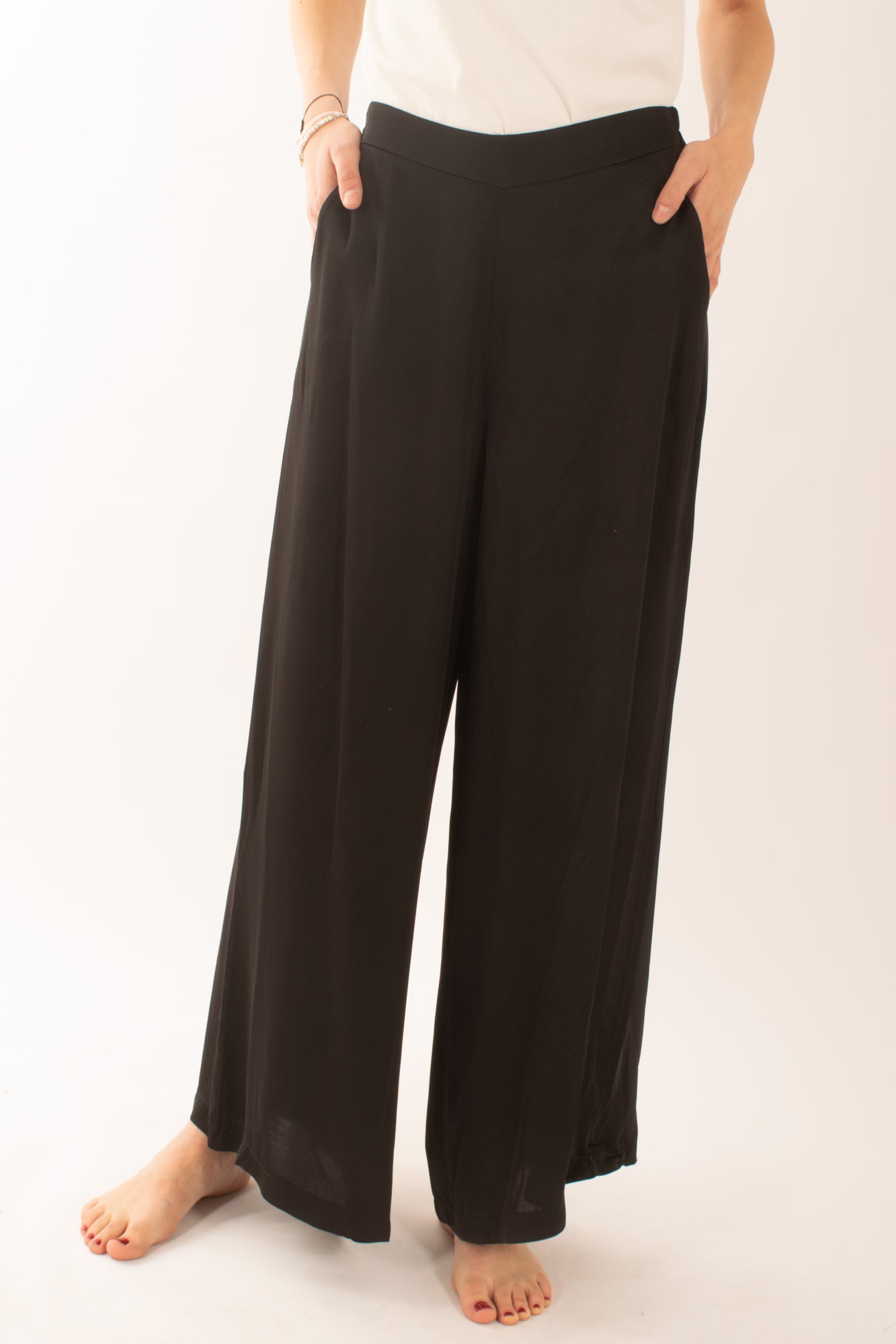 Pantalone a palazzo in viscosa da Donna Susy mix - Nero