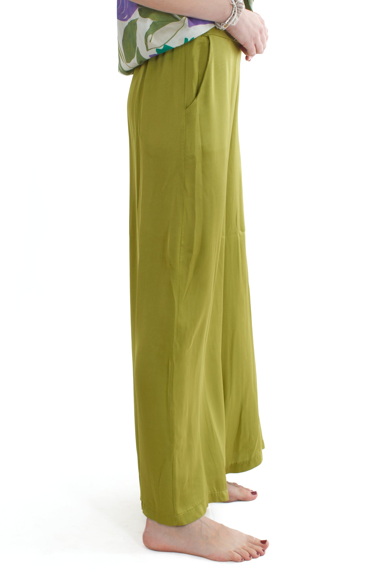 Pantalone a palazzo in viscosa da Donna Susy mix Pistacchio