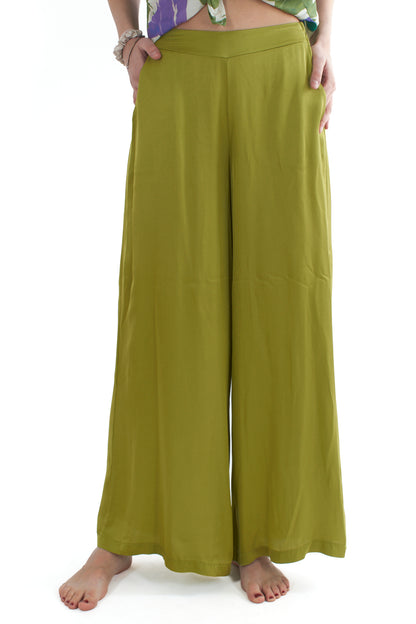 Pantalone a palazzo in viscosa da Donna Susy mix Pistacchio