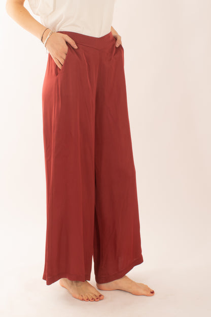 Pantalone a palazzo in viscosa da Donna Susy mix - Rosso india