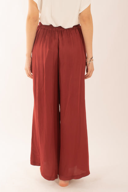 Pantalone a palazzo in viscosa da Donna Susy mix - Rosso india
