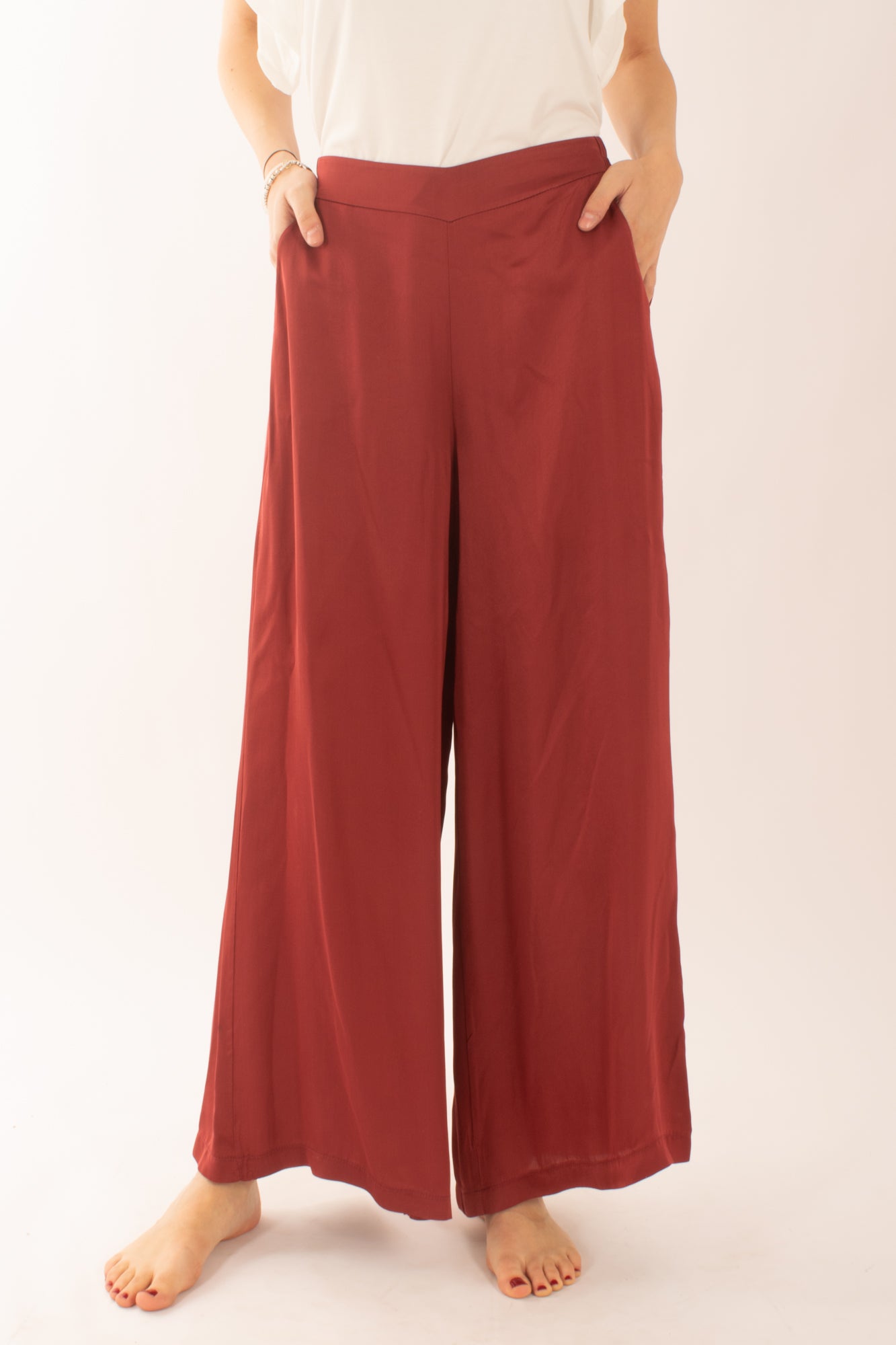 Pantalone a palazzo in viscosa da Donna Susy mix - Rosso india