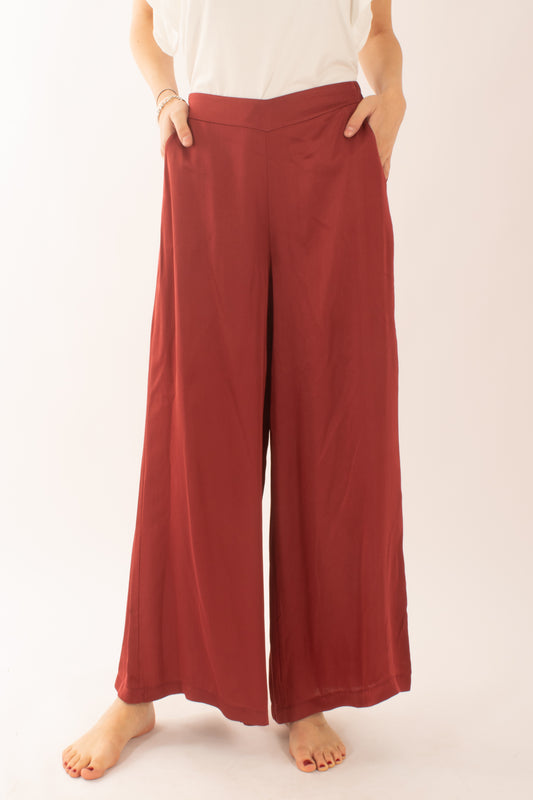 Pantalone a palazzo in viscosa da Donna Susy mix - Rosso india