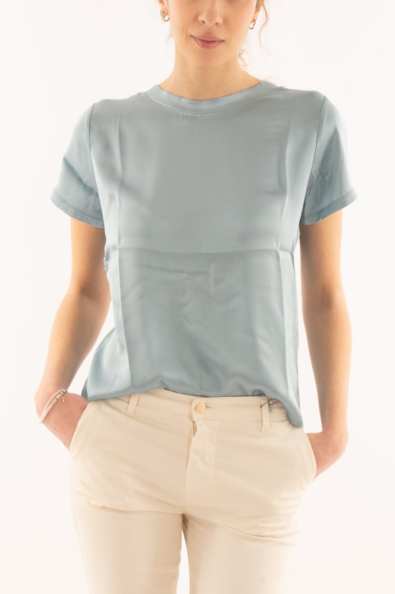 Maglia mezza manica da Donna Susy mix - Celeste