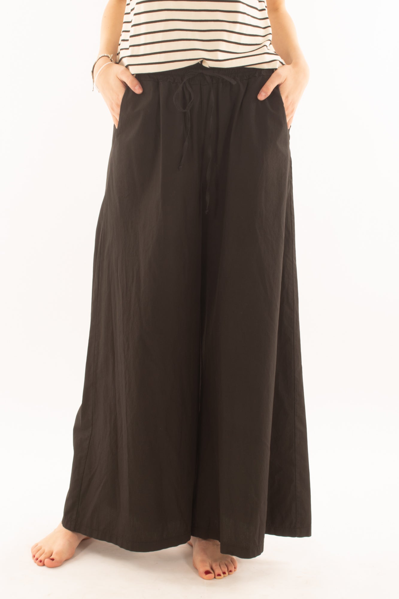 Pantalone palazzo in cotone da Donna Metoo- Nero