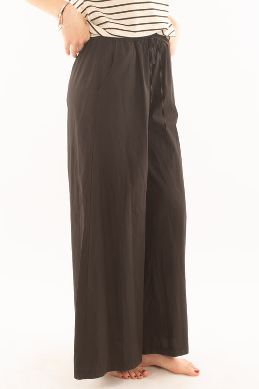 Pantalone palazzo in cotone da Donna Metoo- Nero
