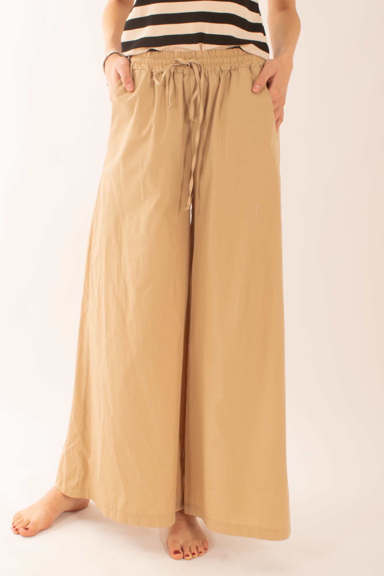 Pantalone palazzo in cotone da Donna Susy Mix - Safari
