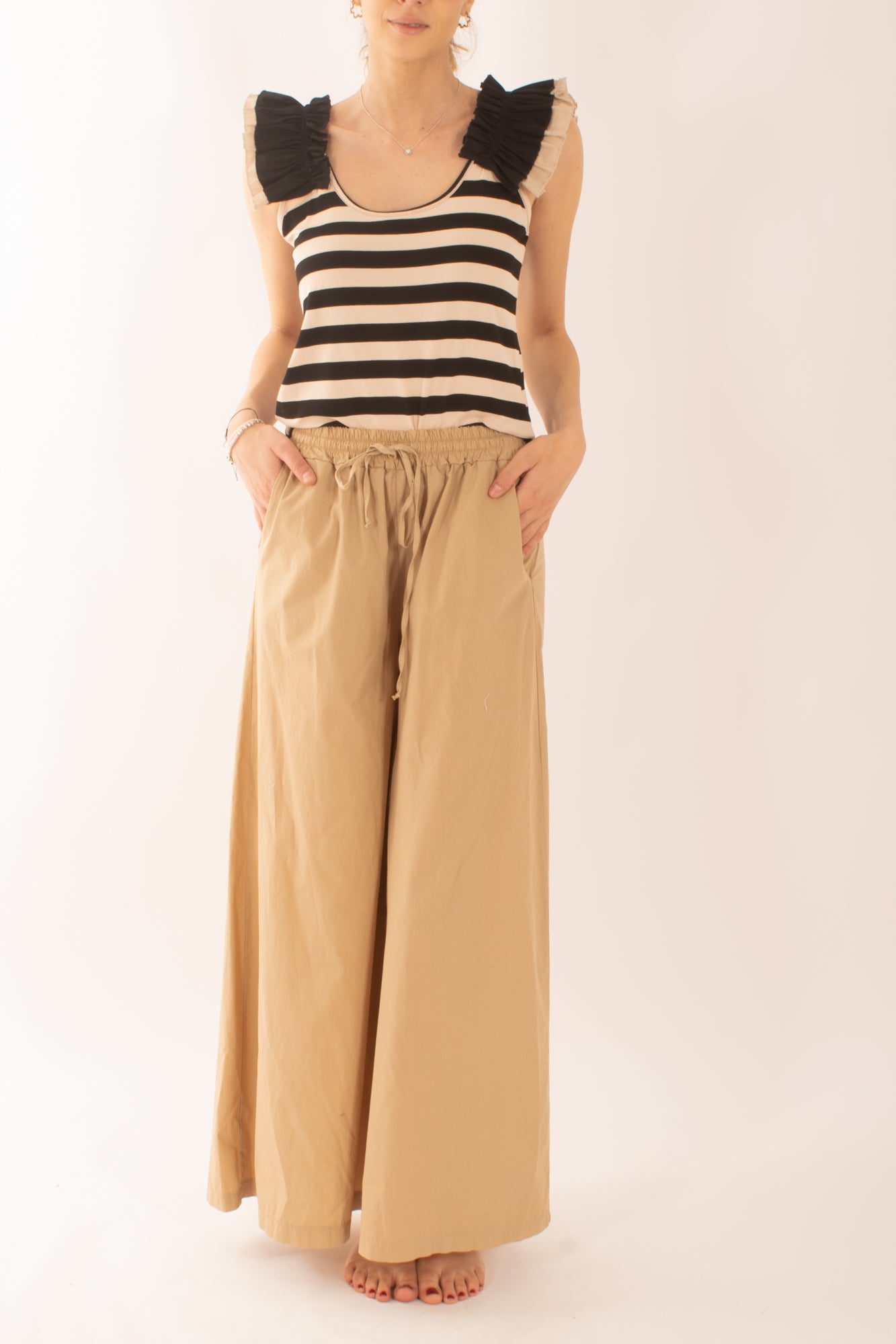 Pantalone palazzo in cotone da Donna Susy Mix - Safari