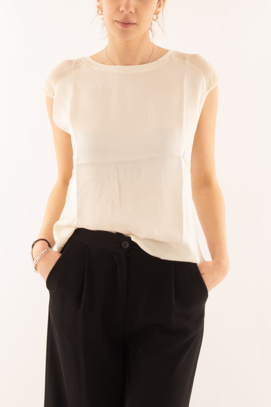 Maglia in viscosa a girocollo da Donna - Susy mix - Burro