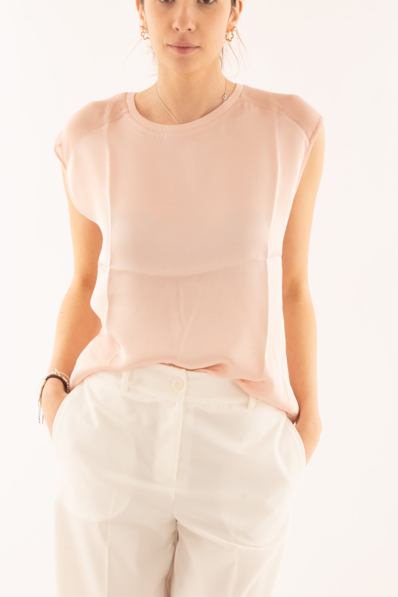 Maglia in viscosa a girocollo da Donna - Susy mix - Rosa