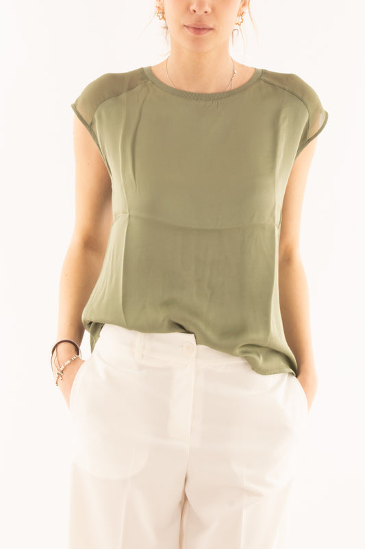 Maglia in viscosa a girocollo da Donna - Susy mix - Verde