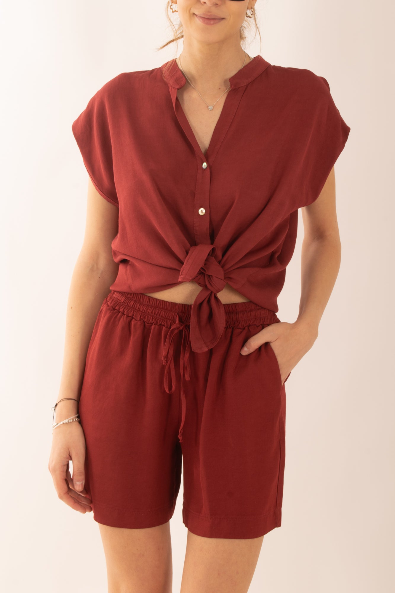 Camicia over da Donna Susy mix - Rosso india