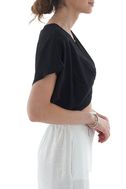 Maglia corta a pipistrello da Donna - Nero