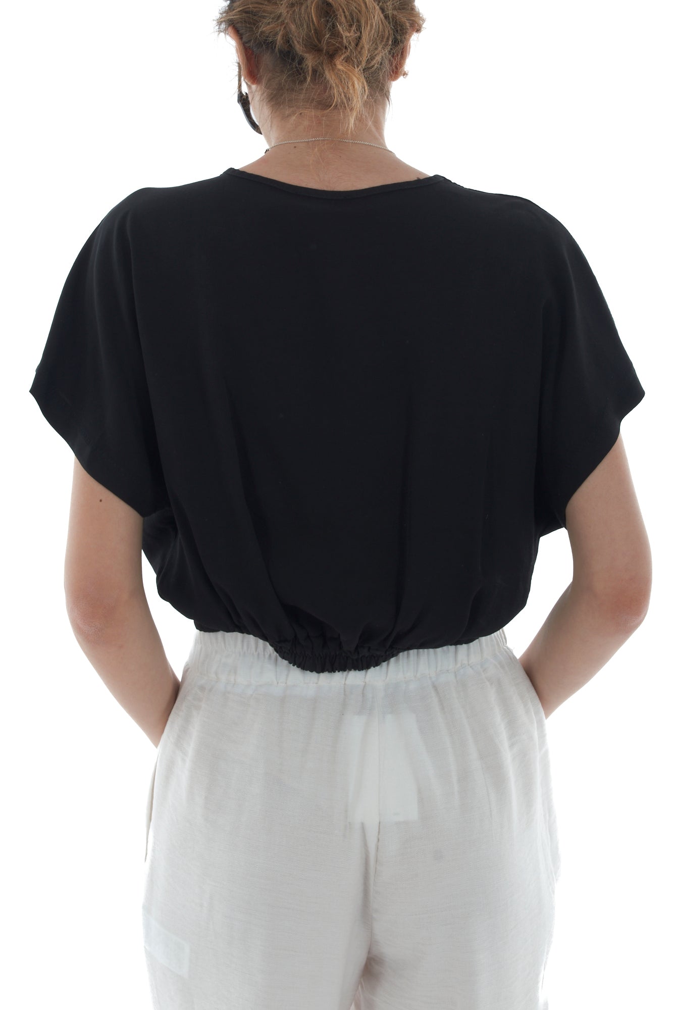 Maglia corta a pipistrello da Donna - Nero