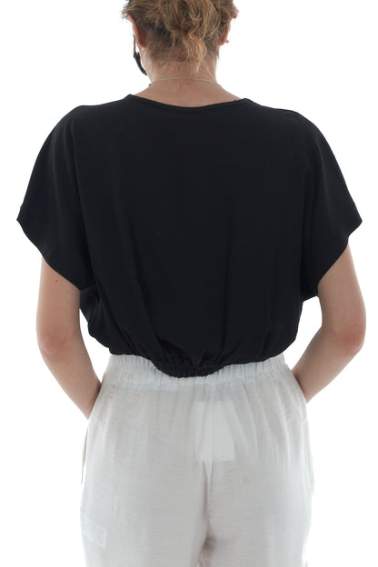 Maglia corta a pipistrello da Donna - Nero