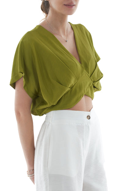 Maglia corta a pipistrello da Donna - Pistacchio